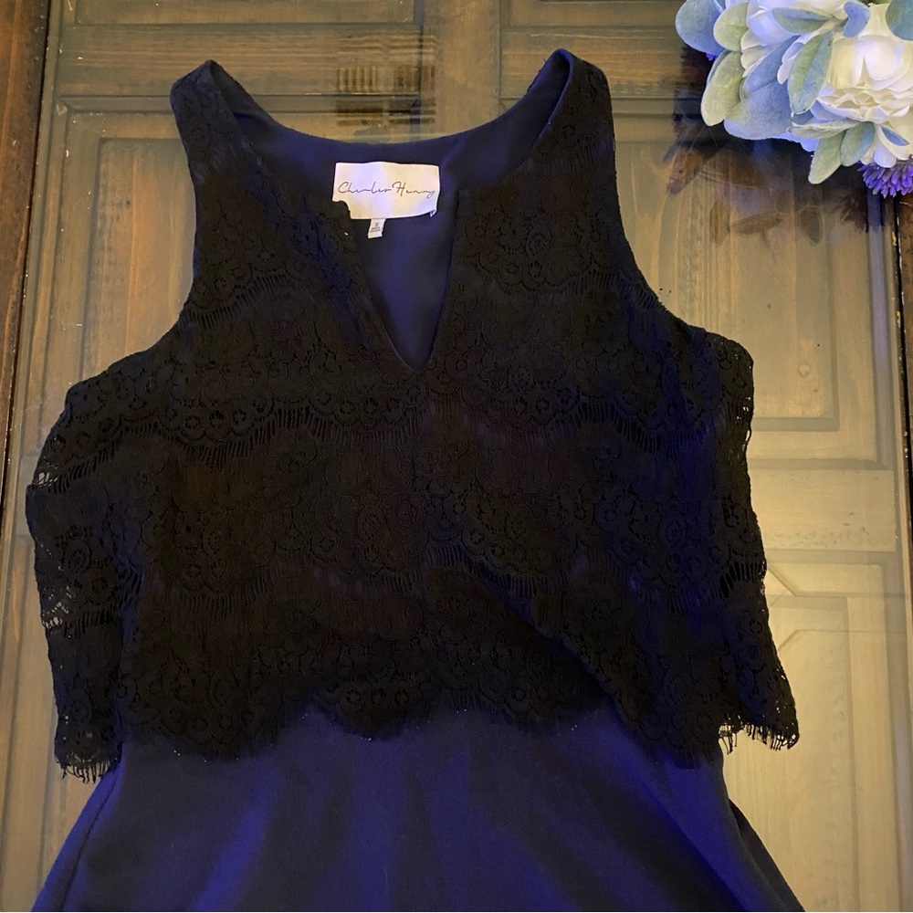 Charles Henry Two Color Lace Dress - Picture 3 of 11